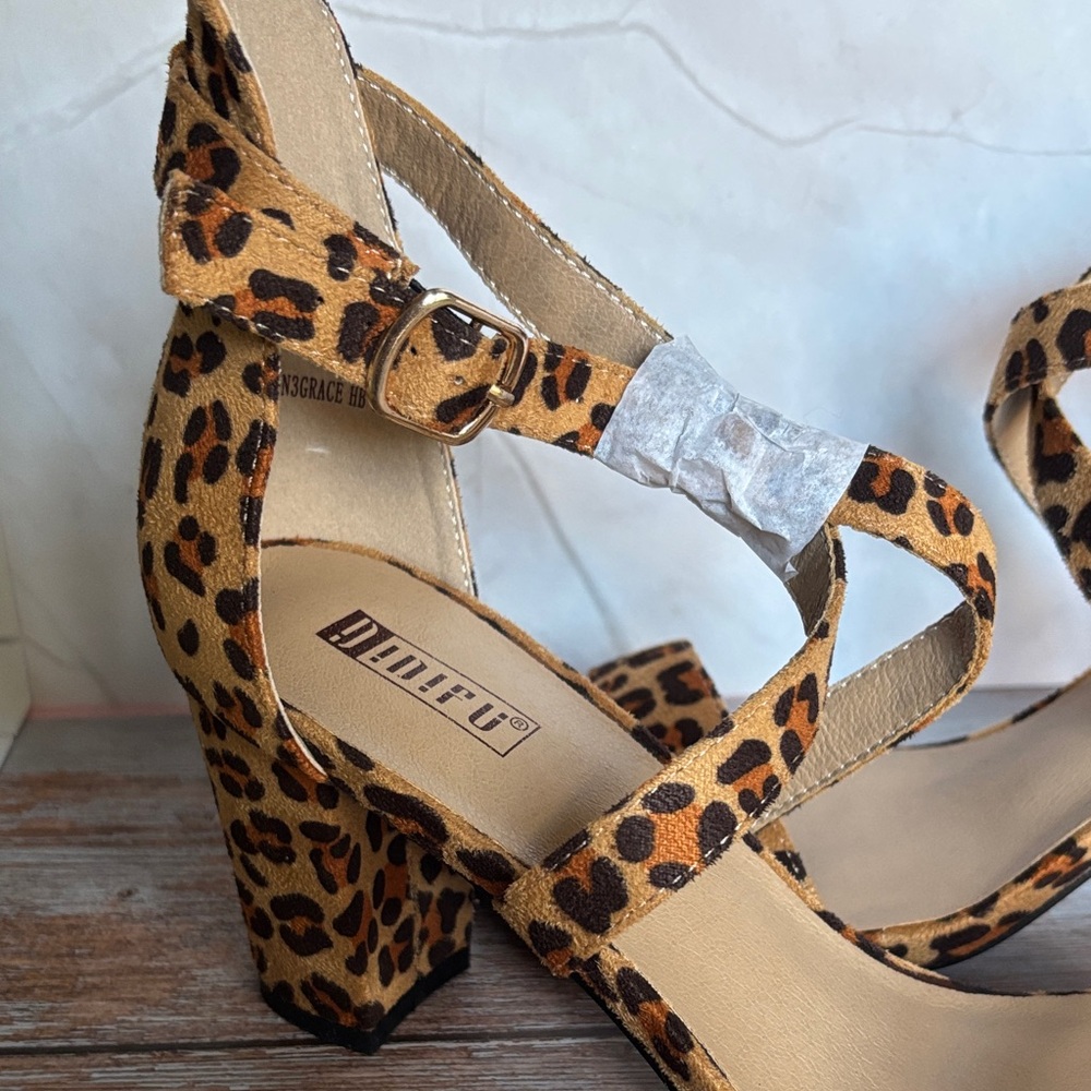 Cheetah Print Strappy Heels - Picture 2 of 4